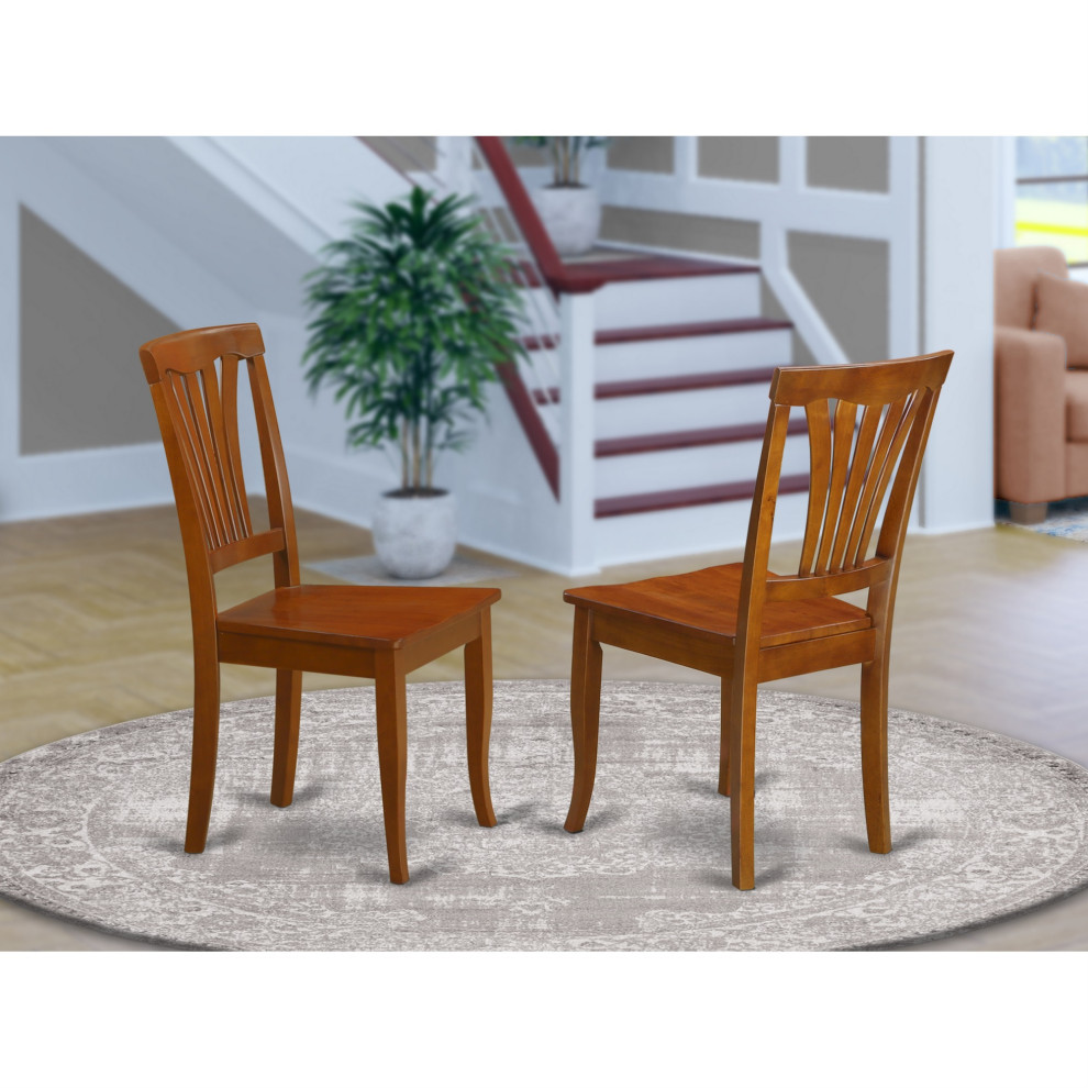 Set of 2 Chairs Avon Chair With Wood Seat  Saddle Brow Finish   Transitional   Dining Chairs   by Kolibri Decor  Houzz