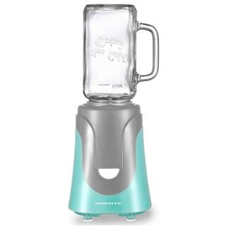 OVENTE 18 oz. Single Speed Turquoise Personal Portable Blender with Glass Jar BLH1002T