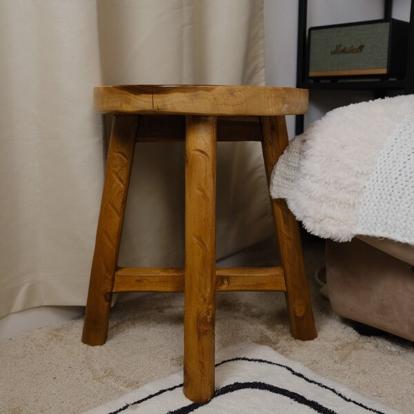 Greenage Teak Stool Side Table Handmade Natural Plant Stool