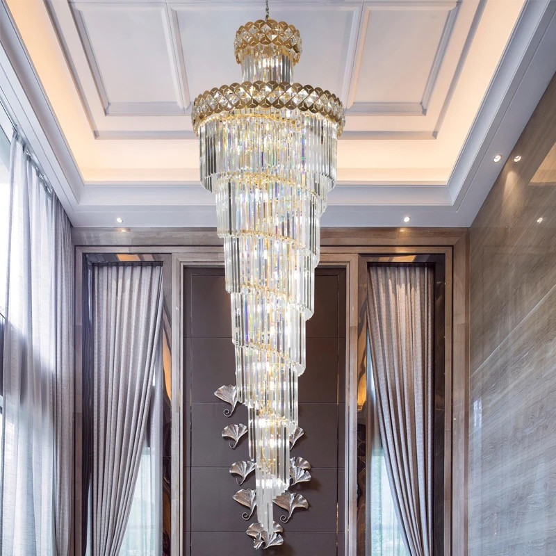 Luxury Crystal Staircase Chandelier   Transitional   Accent Chests And Cabinets   by Akari Lanterns  Houzz