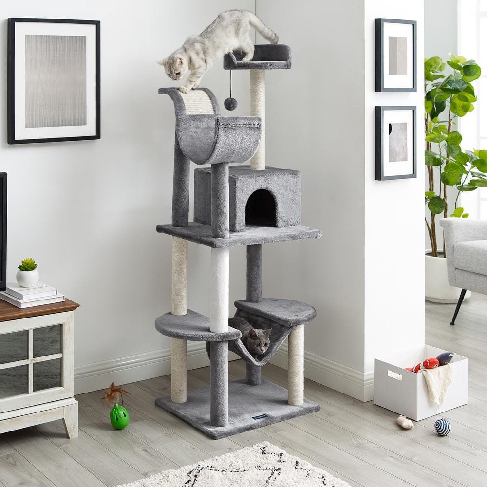 Sam's Pets Submarine 60 in. Gray Hard Box Cat Tree SP-CT1284GY