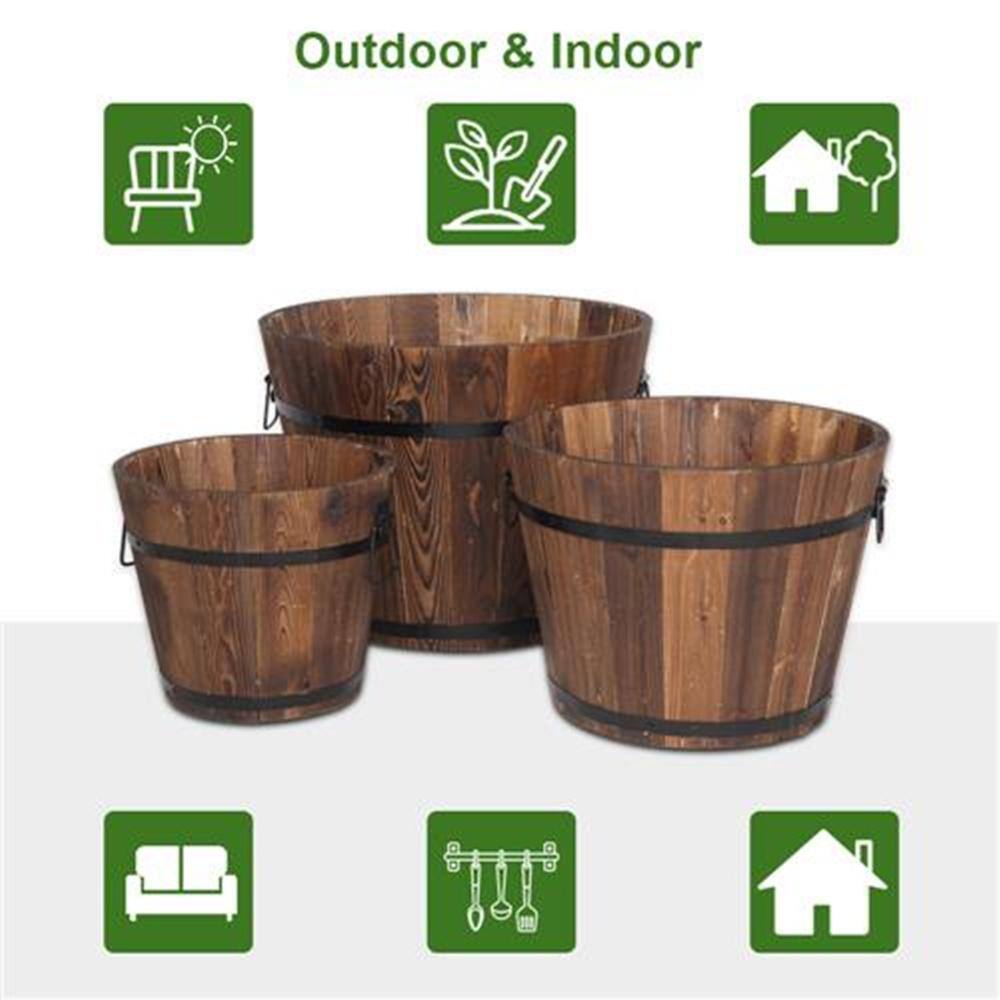 Karl home Wooden Bucket Barrel (Set of 3) 938113775938