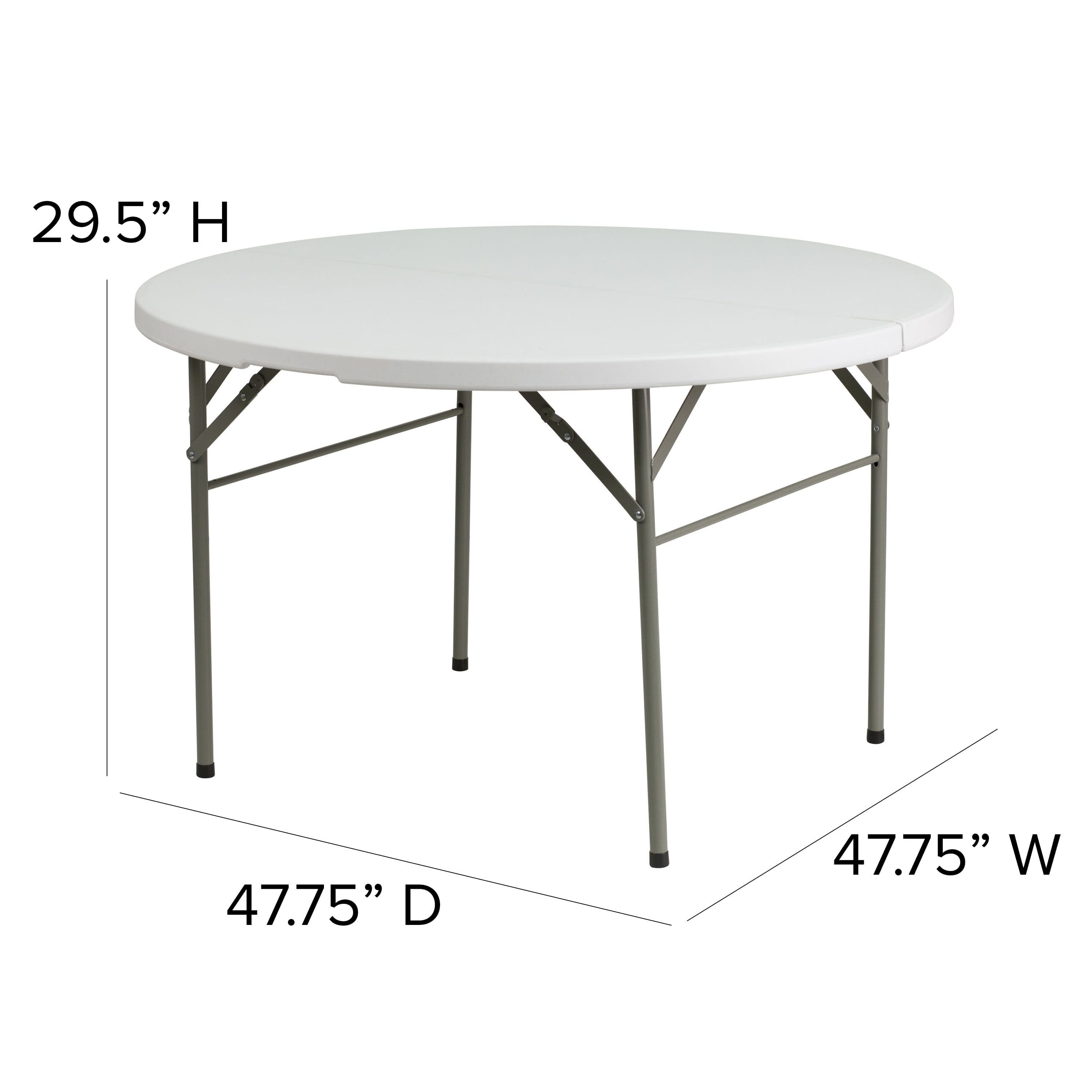 EMMA + OLIVER 4-Foot Round Bi-Fold Granite White Plastic Event Folding Table with Handle