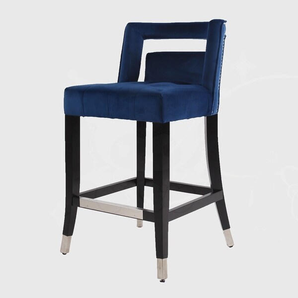 2 pcs Set 26 inch Suede Velvet Barstool with nailheads