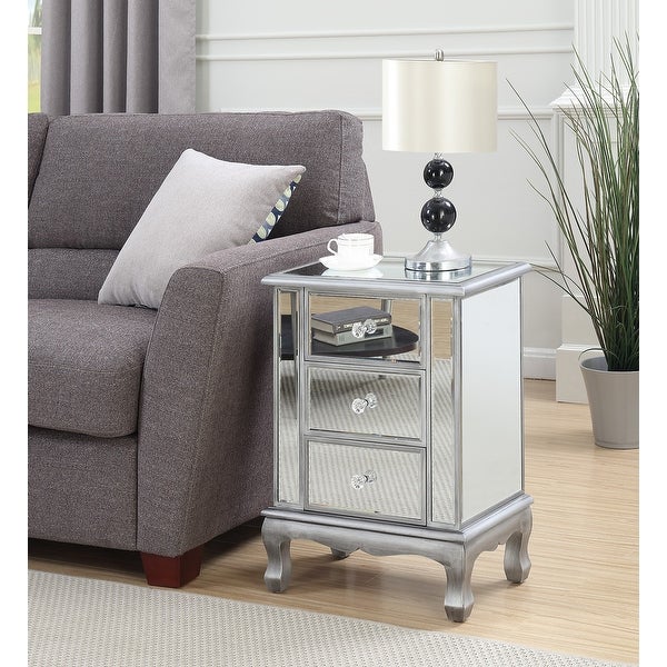 Silver Orchid Talmadge 3-Drawer Mirrored End Table