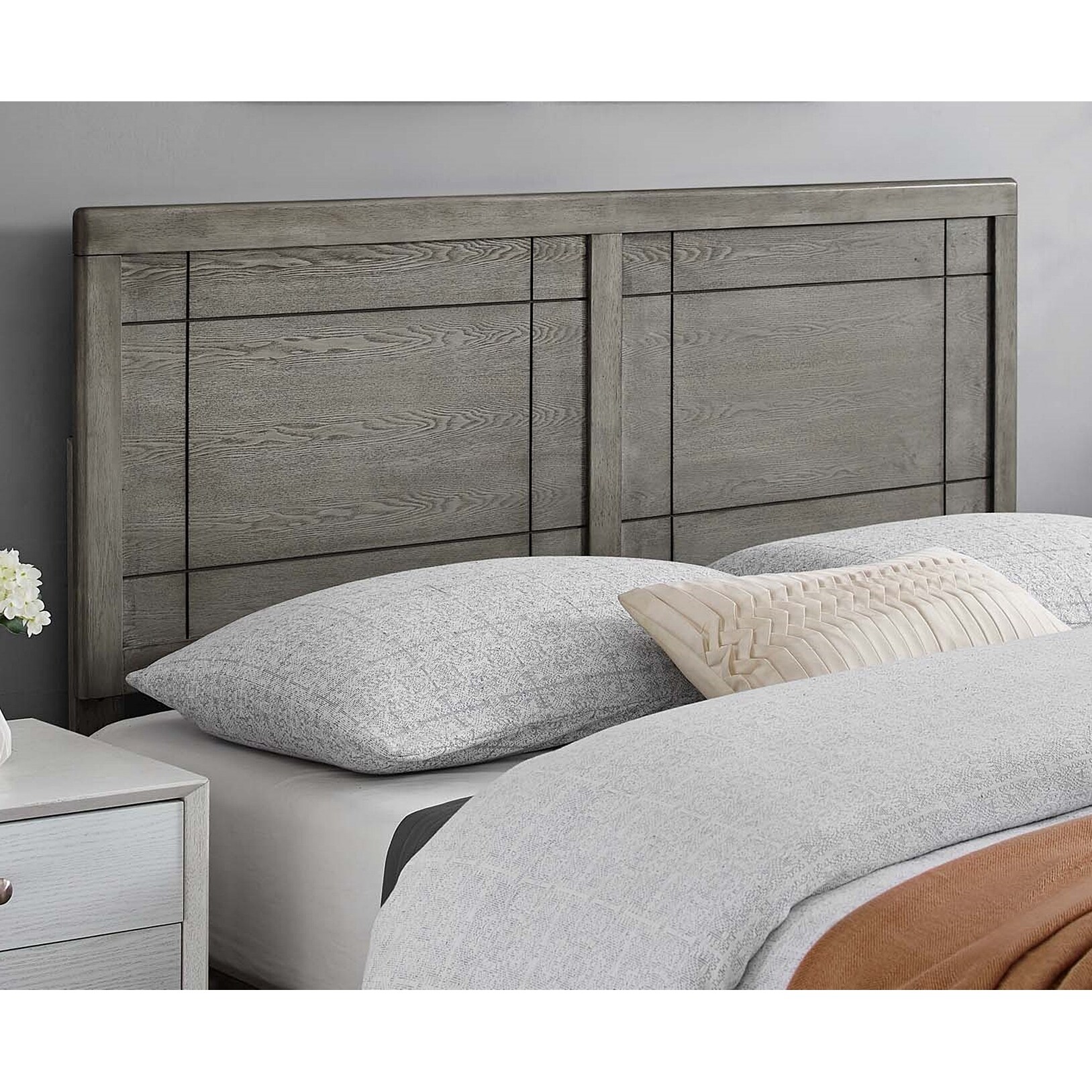 Viola Country Style Twin Size Grey Wooden Headboard - - 32157932