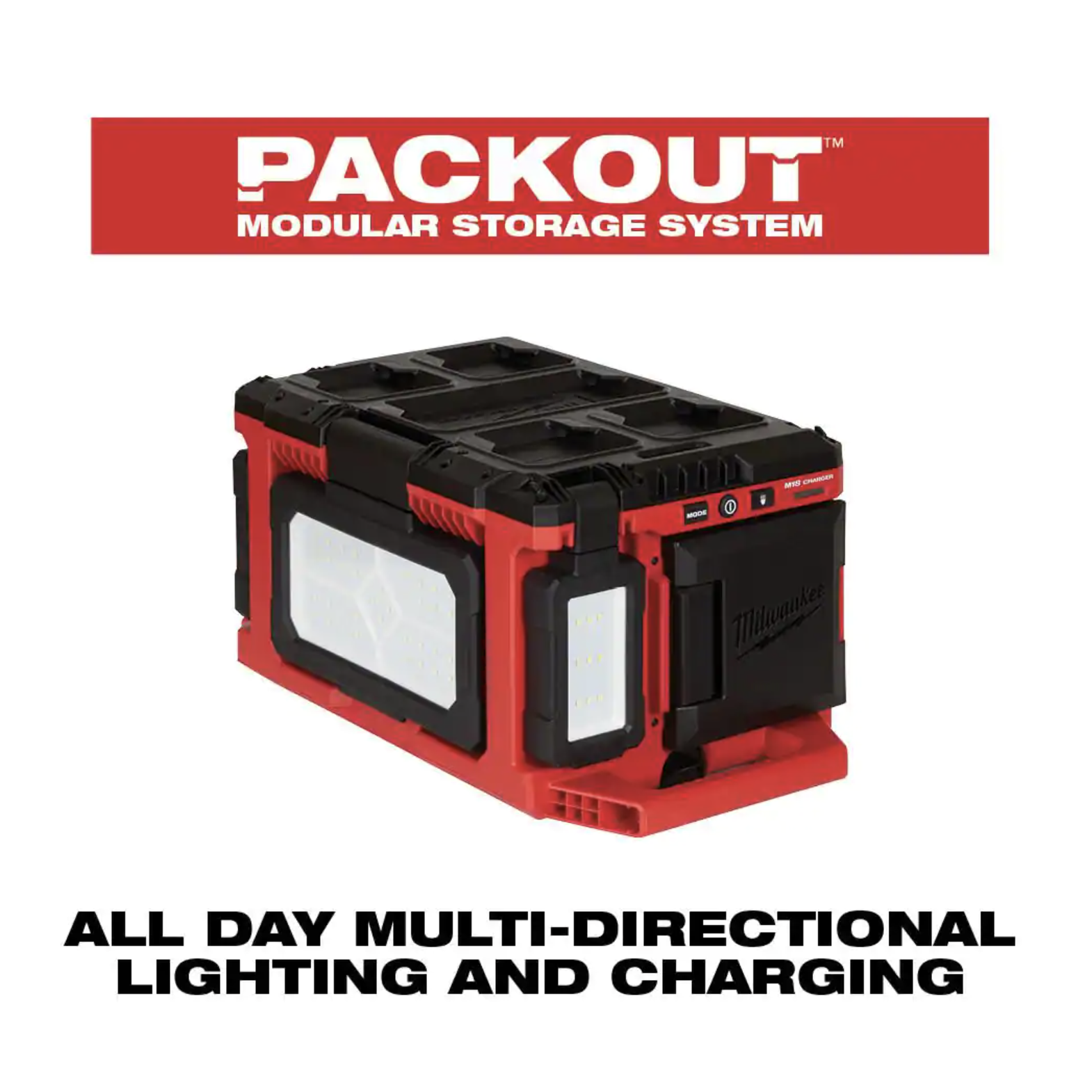 Milwaukee M18 18-Volt Lithium-Ion Cordless PACKOUT 3000 Lumens LED Light with Built-In Charger (2357-20)