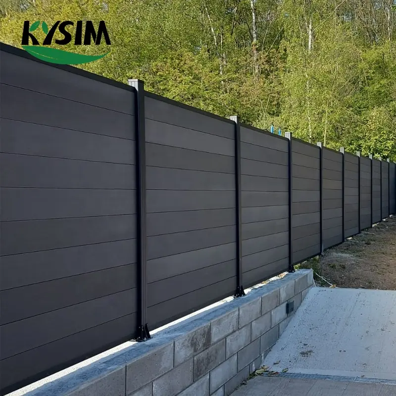 factory supply 80*80mm aluminum post design wood plastic composite wpc fencing privacy fence security for yard and garden