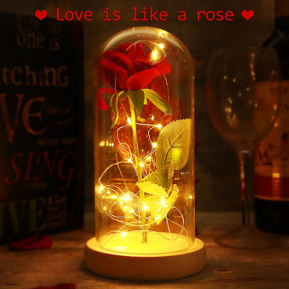 Glass Cover Internal Rose Diy Decoration Lamp Ktv Romantic Led Atmosphere Small Night Light Valentine's Day Gift White 1