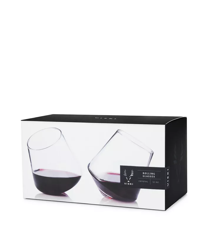 Viski Rolling Crystal Wine Glasses Set of 2 12 Oz