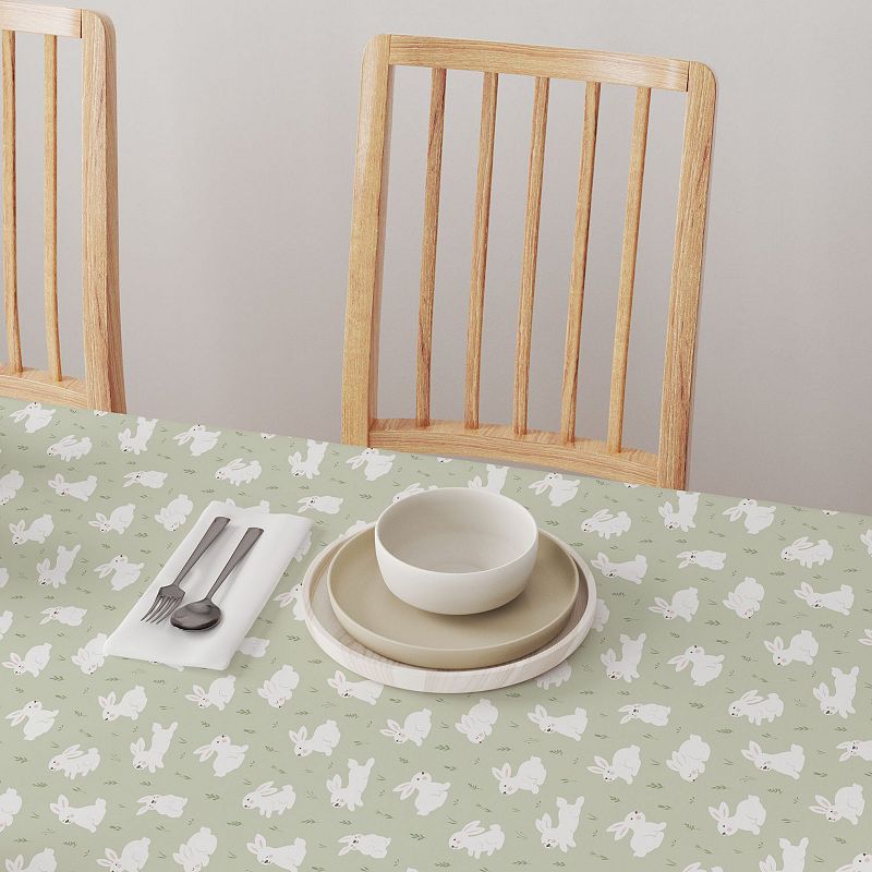 Square Tablecloth， 100% Cotton， 60x60， Bunnies in the Grass