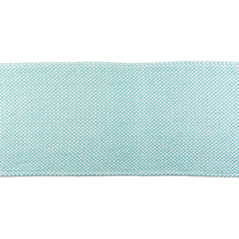 72 Aqua Blue and White Rectangular Weaved Table Runner