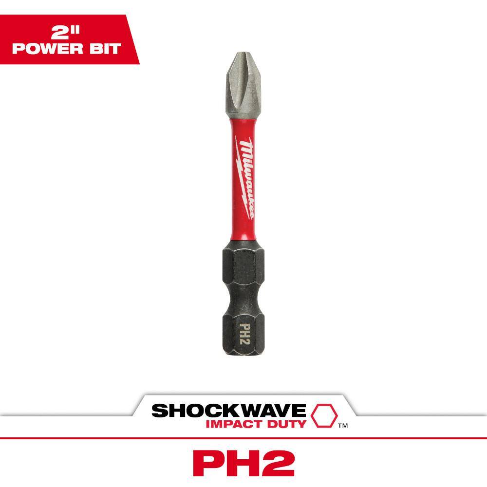 MW SHOCKWAVE Impact Duty 2 in. Phillips #2 Alloy Steel Screw Driver Bit (1-Pack) 48-32-4462