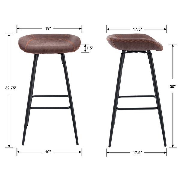 30 Inch Bar Stools Set of 2 Swivel Industrial Metal Bar Stools with Footrest PU Leather Seat for Kitchen IslandandBar， Brown