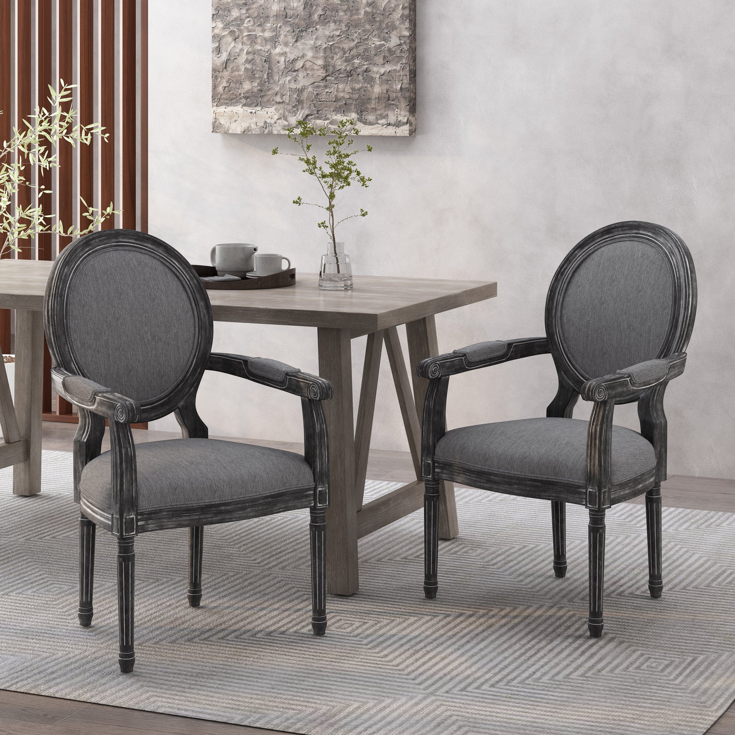 Aisenbrey French Country Wood Upholstered Dining Chair