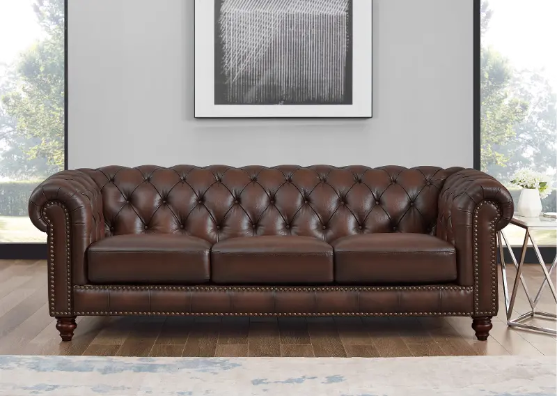 Lanchester Brown Leather Sofa