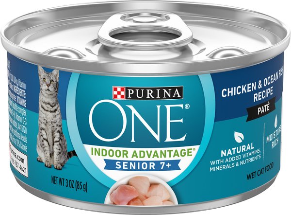 Purina ONE Indoor Advantage 7+ Chicken and Ocean Fish Recipe Pate Wet Cat Food