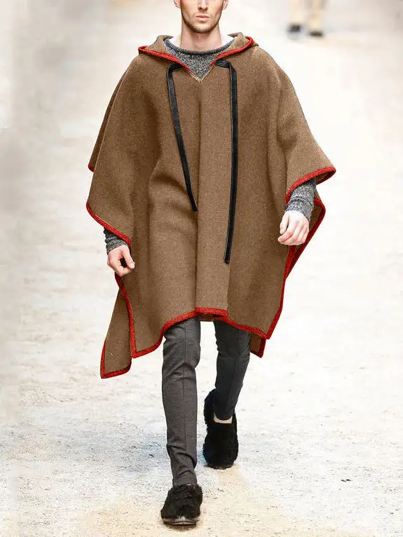 Men's Cape and Shawl Pullover Cape Woolen Coat