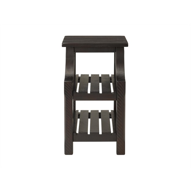 Barn Door Chairside Table With Power Espresso Brown Martin Svensson Home