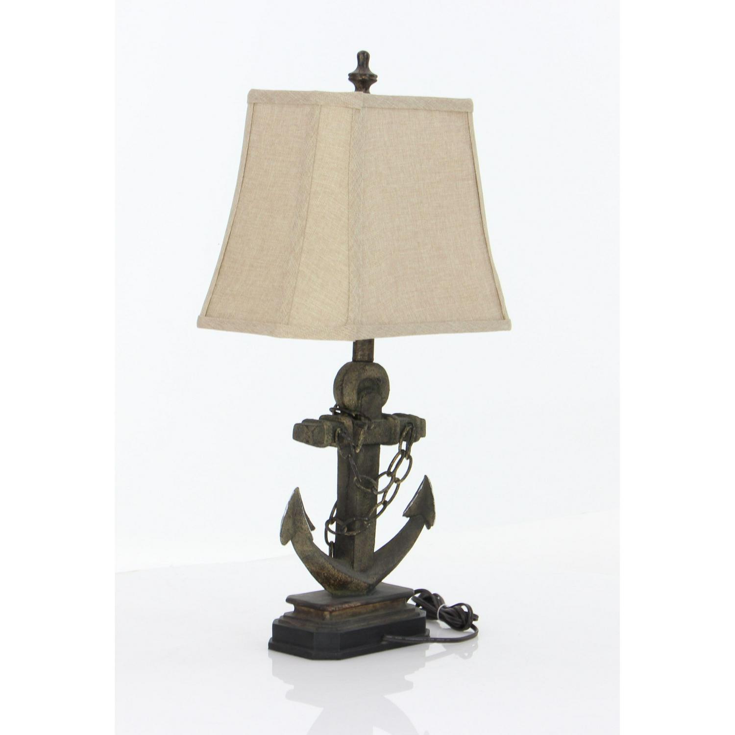 DecMode Brown Polystone Nautical Table Lamp 28 ， Set of 2