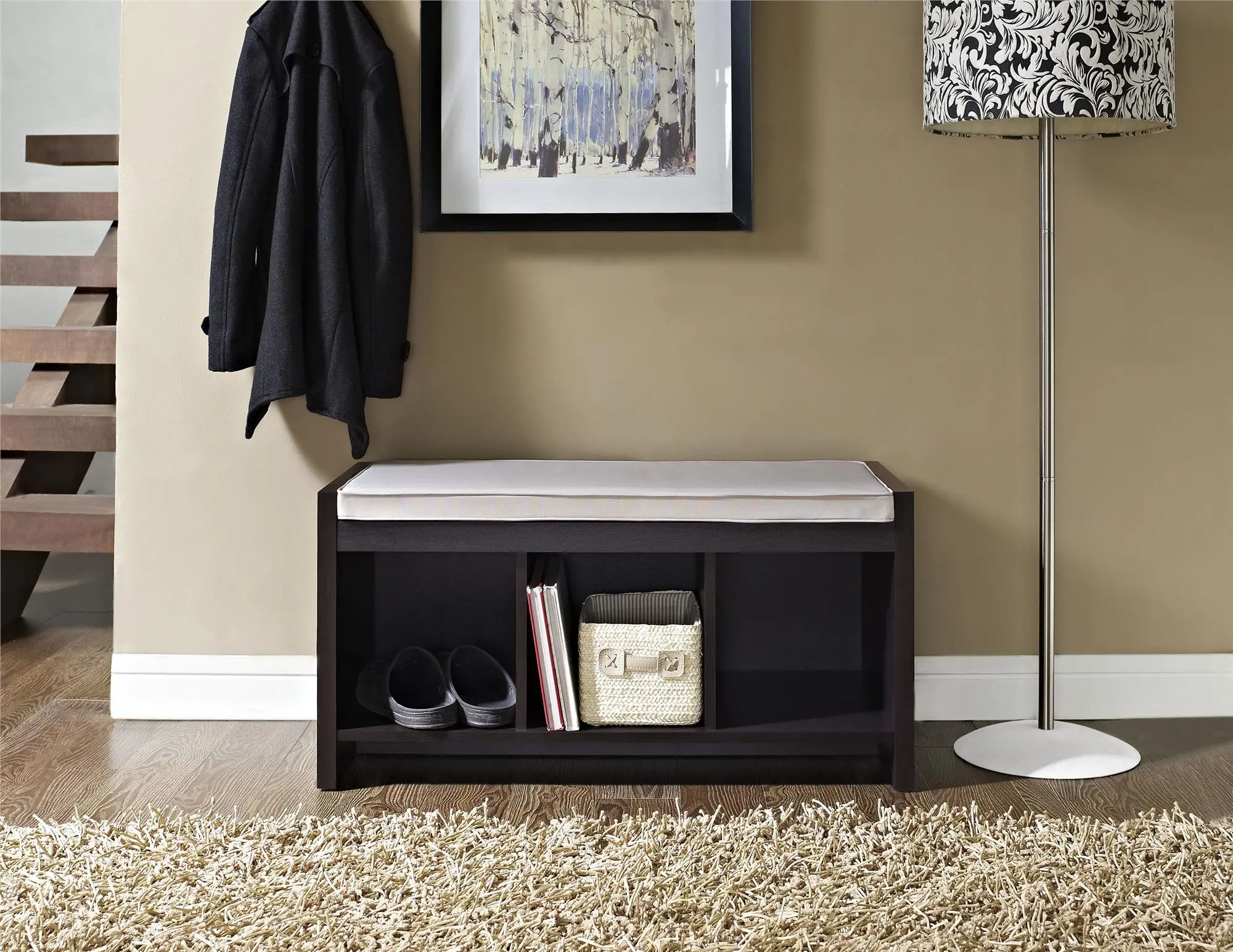 Penelope Espresso Entryway Storage Bench