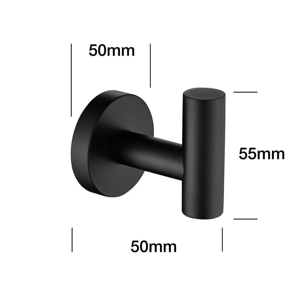 JimsMaison Towel Robe Hook in Matte Black 6-Pack JMDTBH02MB