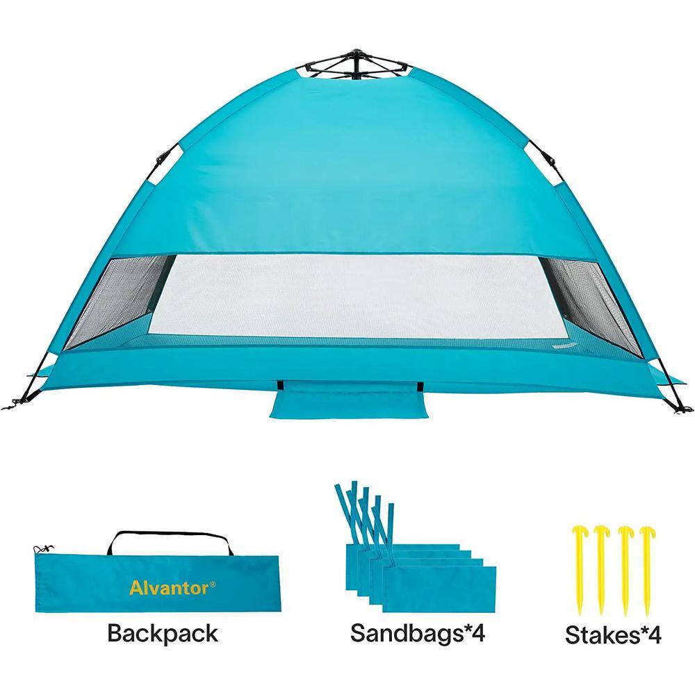 Alvantor TEAL 79 in. x 47 in. x 53 in. Instant Pop Up Portable Beach Tent Outdoor Sun Shelter Cabana UPF 50+ Carry Bag 7012