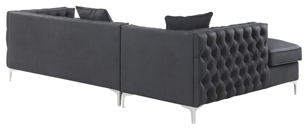 Contemporary Left Hand Facing Sectional Sofa  PU Leather Seat  ampBackrest   Midcentury   Sectional Sofas   by Decorn  Houzz