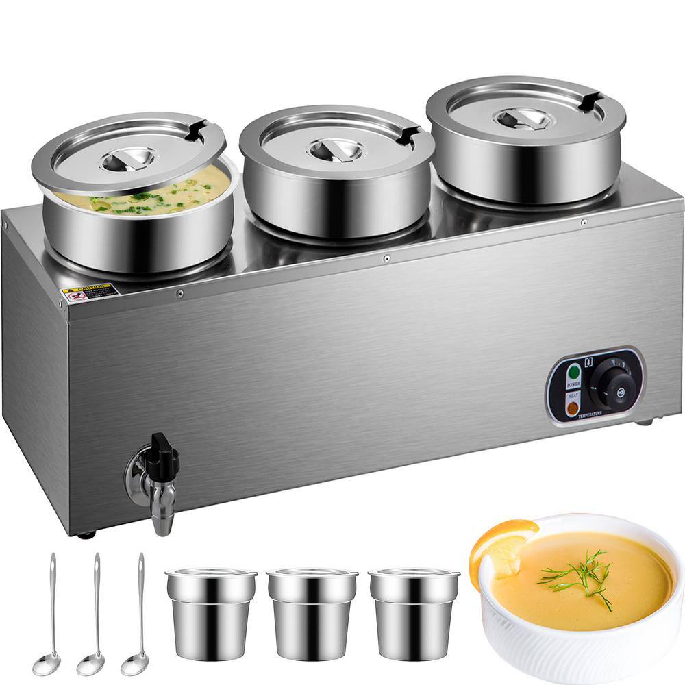 VEVOR Commercial Soup Warmer 22.2 qt. Capacity 800W Electric Food Warmer Adjustable Temp Stainless Steel Countertop Soup Pot TT3G7LBWTT0000001V1