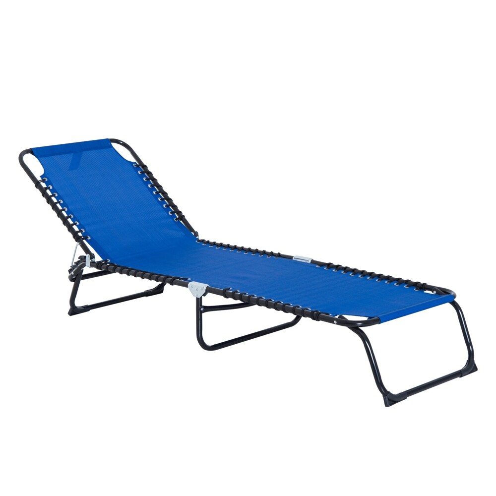 Patio Chaise Lounge with 4 Position Reclining Back and Breathable Mesh   N/A