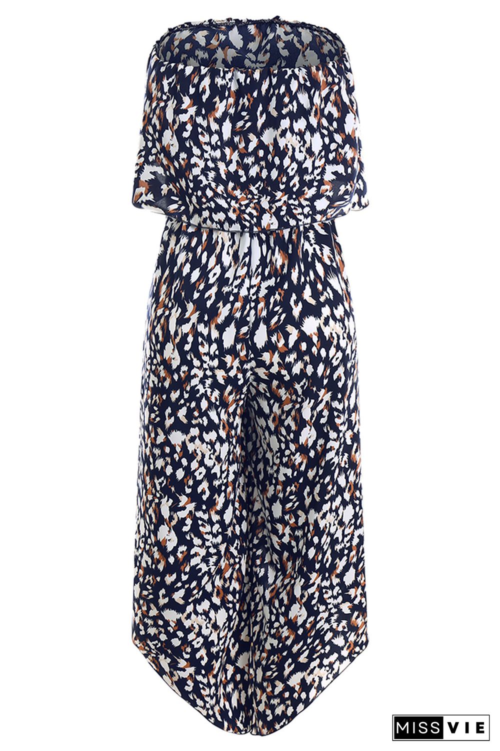 Full Print Off Shoulder Chiffon Jumpsuit Wholesale