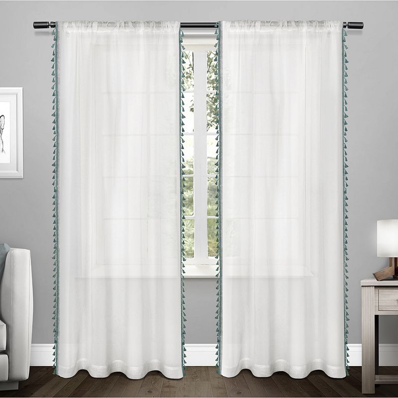 Exclusive Home 2-pack Tassels Embellished Sheer Window Curtains