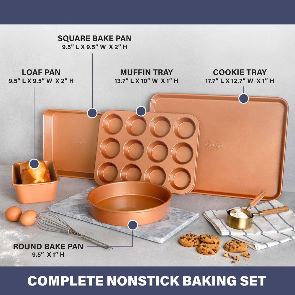 Gotham Steel 5-Piece Aluminum Ti-Ceramic Nonstick Ultimate Bakeware Set in Copper 1508