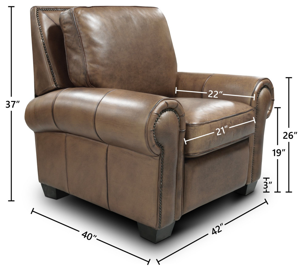 Valencia 100% Top Grain Hand Antiqued Leather Traditional Recliner   Transitional   Recliner Chairs   by Hello Sofa Home  Houzz