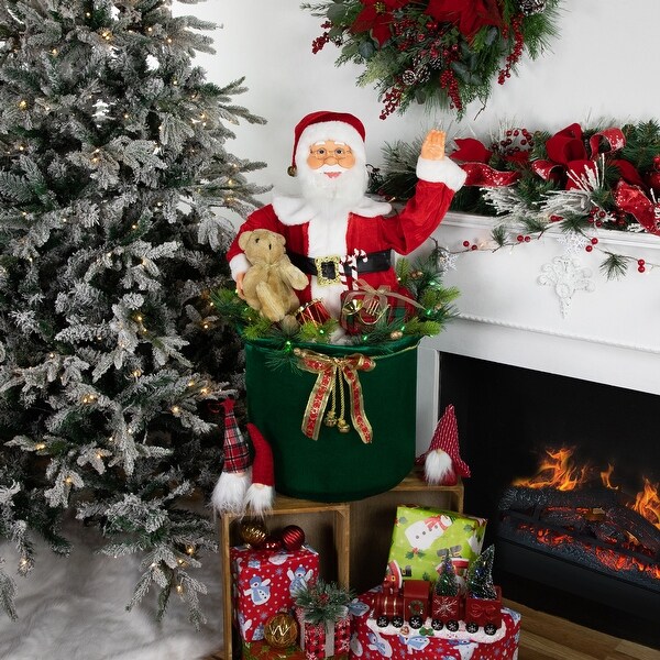 LED Lighted and Animated Gift Bag with Santa Claus Christmas Figure