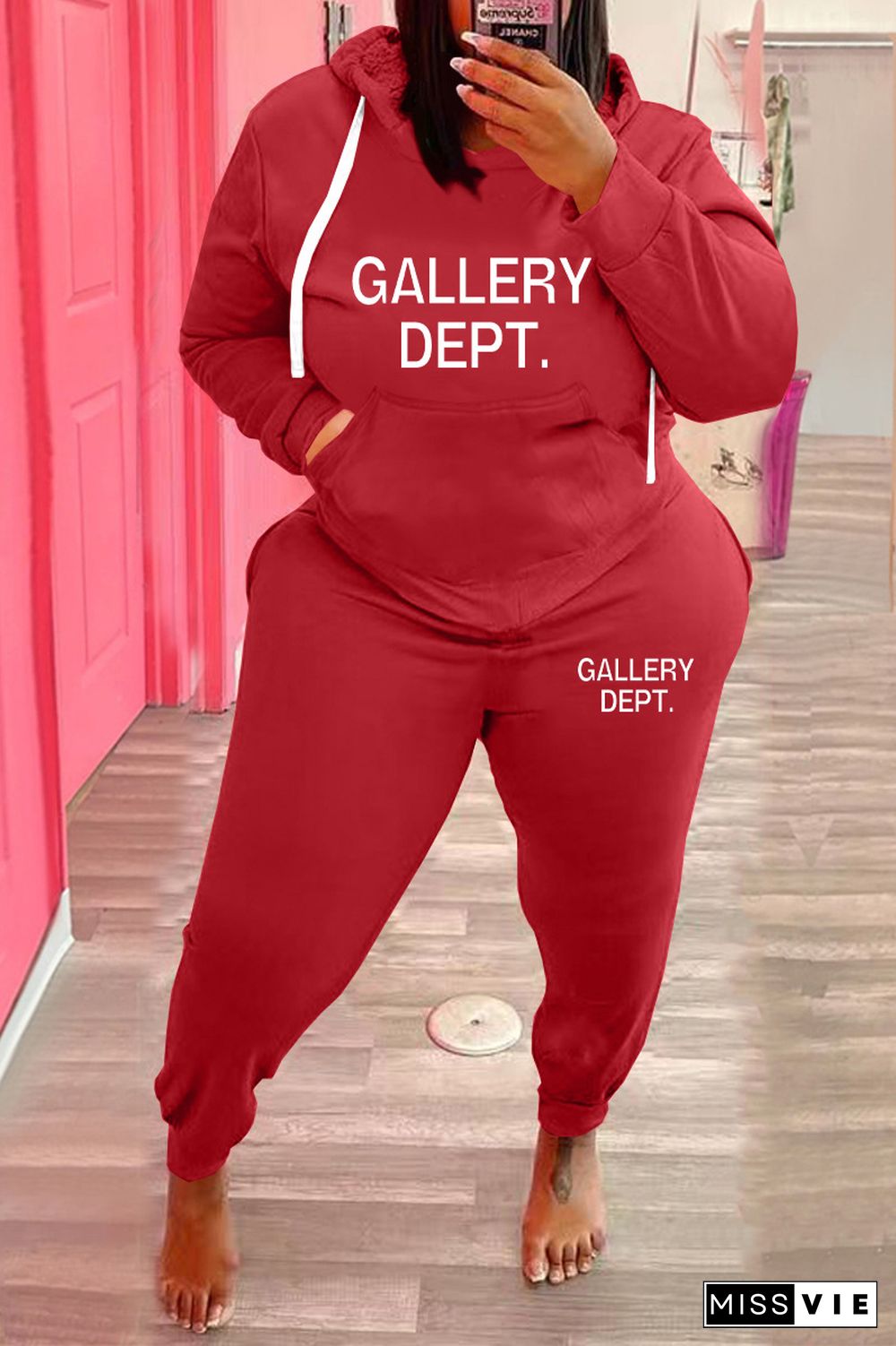 Plus Size Hoodies Sweatshirt and Pants 2 Pieces Sets