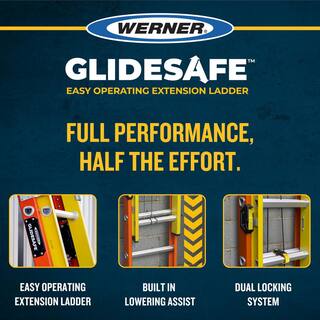 Werner 28 ft. GlideSafe Fiberglass Extension Ladder 300 lbs. Load Capacity Type IA Duty Rating T6228-2GS