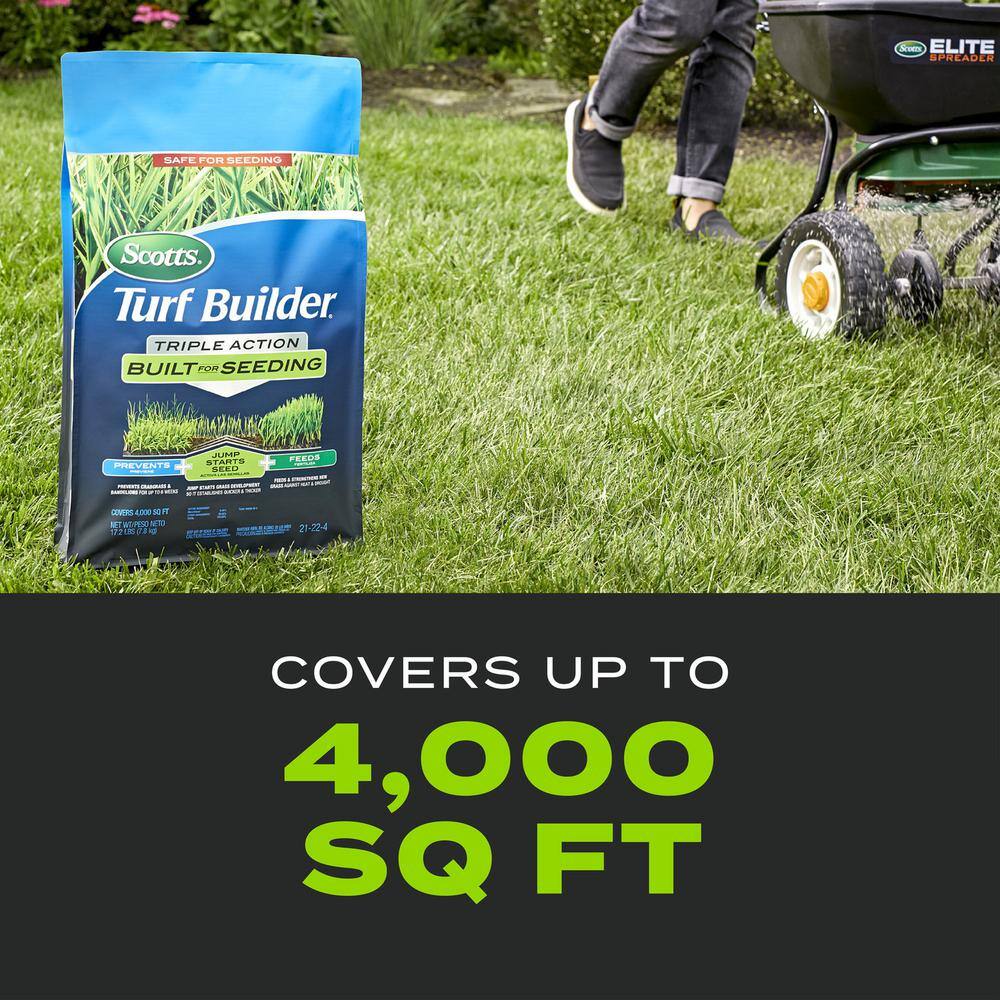 Scotts Turf Builder 17.2 lbs. 4000 sq. ft. Triple Action Built For Seeding Weed Preventer and Fertilizer for New Lawns 23001A