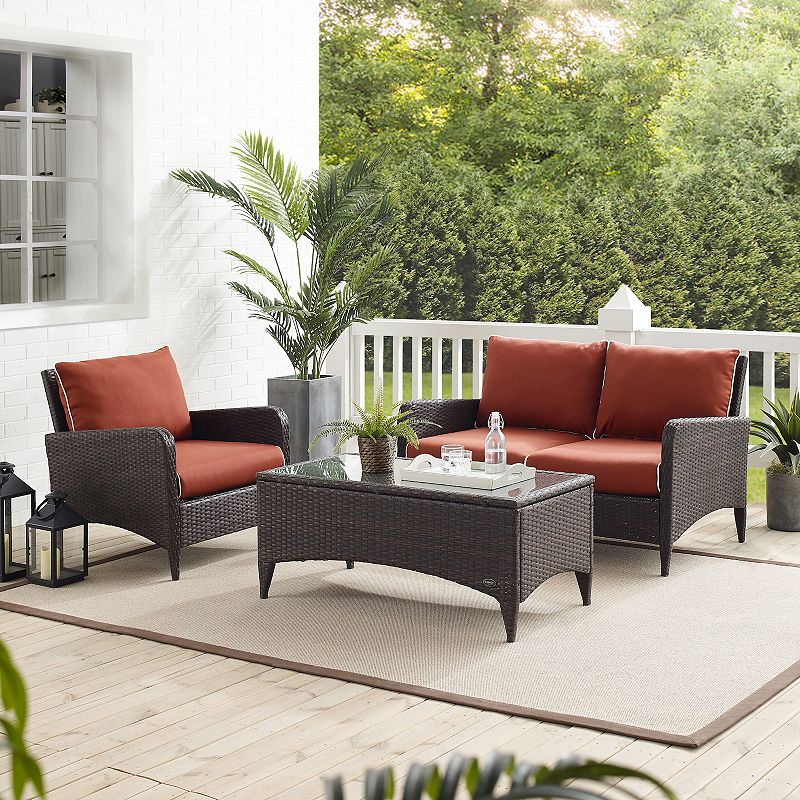 Crosley Kiawah 3-Piece Outdoor Wicker Conversation Set