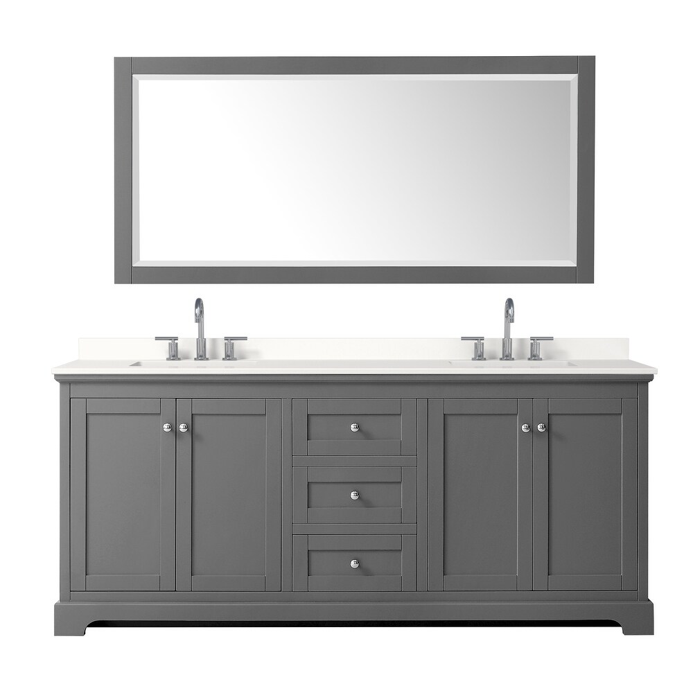 Avery 80 inch Double Vanity  Quartz Top  70 inch Mirror