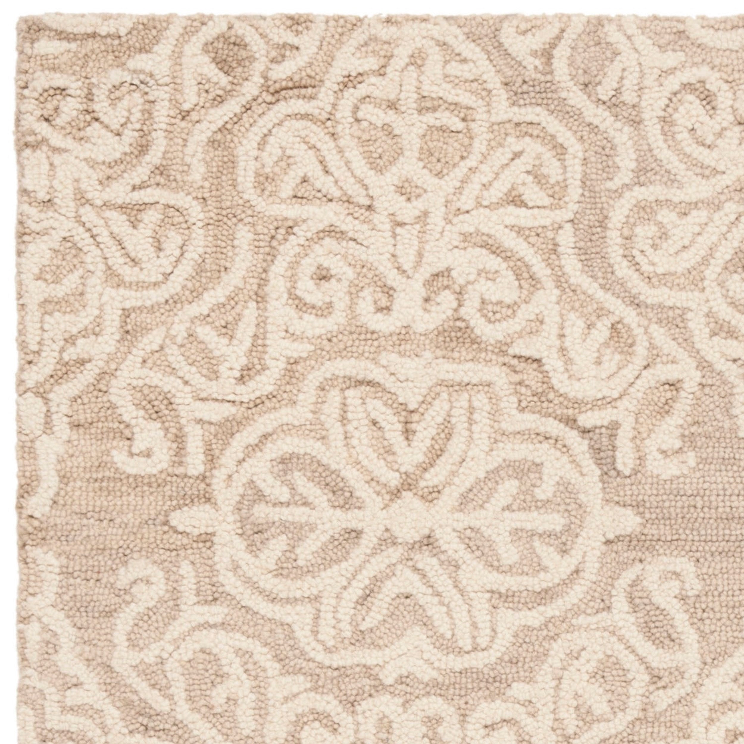 SAFAVIEH Blossom Winifred Geometric Wool Runner Rug, Beige/Ivory, 2'3