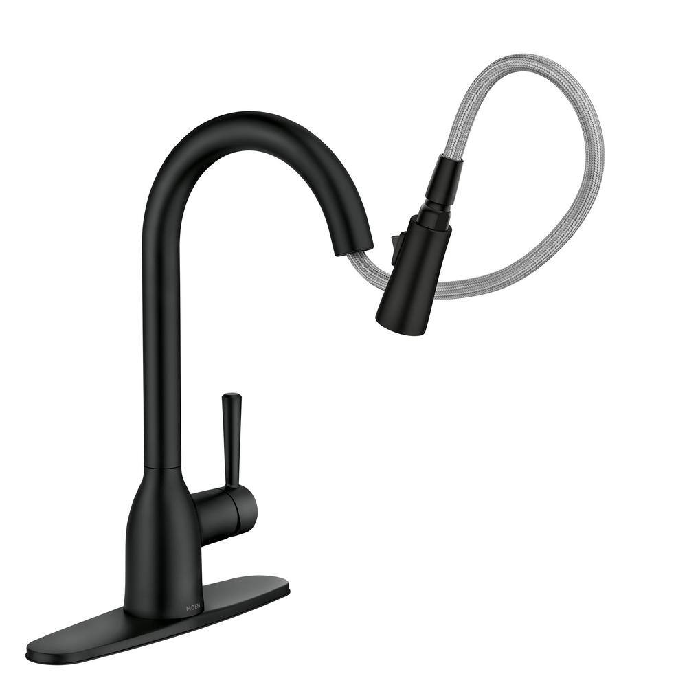 MOEN Adler Single-Handle Pull-Down Sprayer Kitchen Faucet with Reflex and Power Clean in Matte Black 87233BL