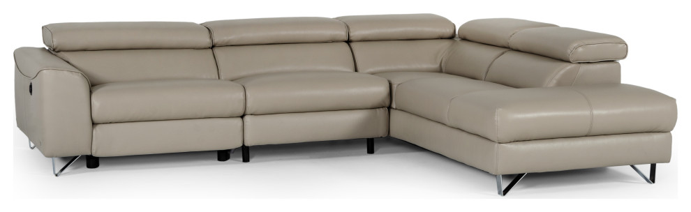 Divani Casa Versa Light Taupe Eco Leather Chaise Sectional With Recliner   Contemporary   Sectional Sofas   by Vig Furniture Inc.  Houzz