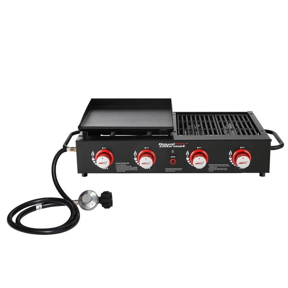 Royal Gourmet 4-Burner Portable Propane Tailgater Grill Griddle Combo in Black GD4002T