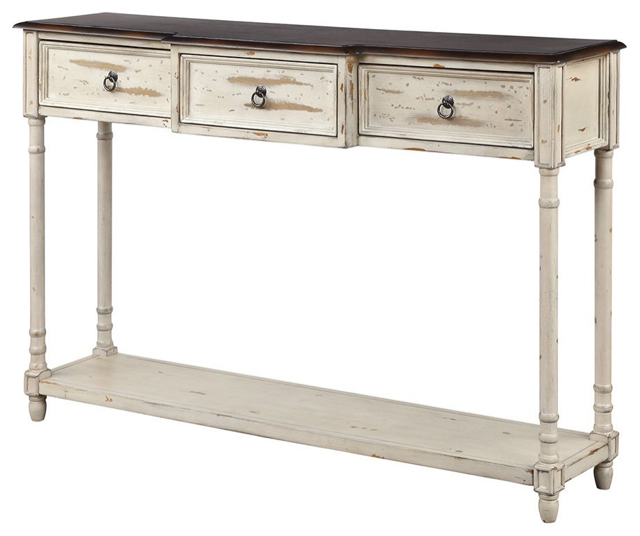 Classic Console Table  Turned Legs  amp3 Ample Drawers With Ring Pulls   French Country   Console Tables   by Decor Love  Houzz