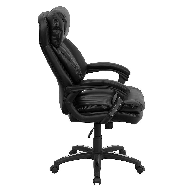 Emma and Oliver High Back Black LeatherSoft Extensive Padding Swivel Ergonomic Office Arm Chair