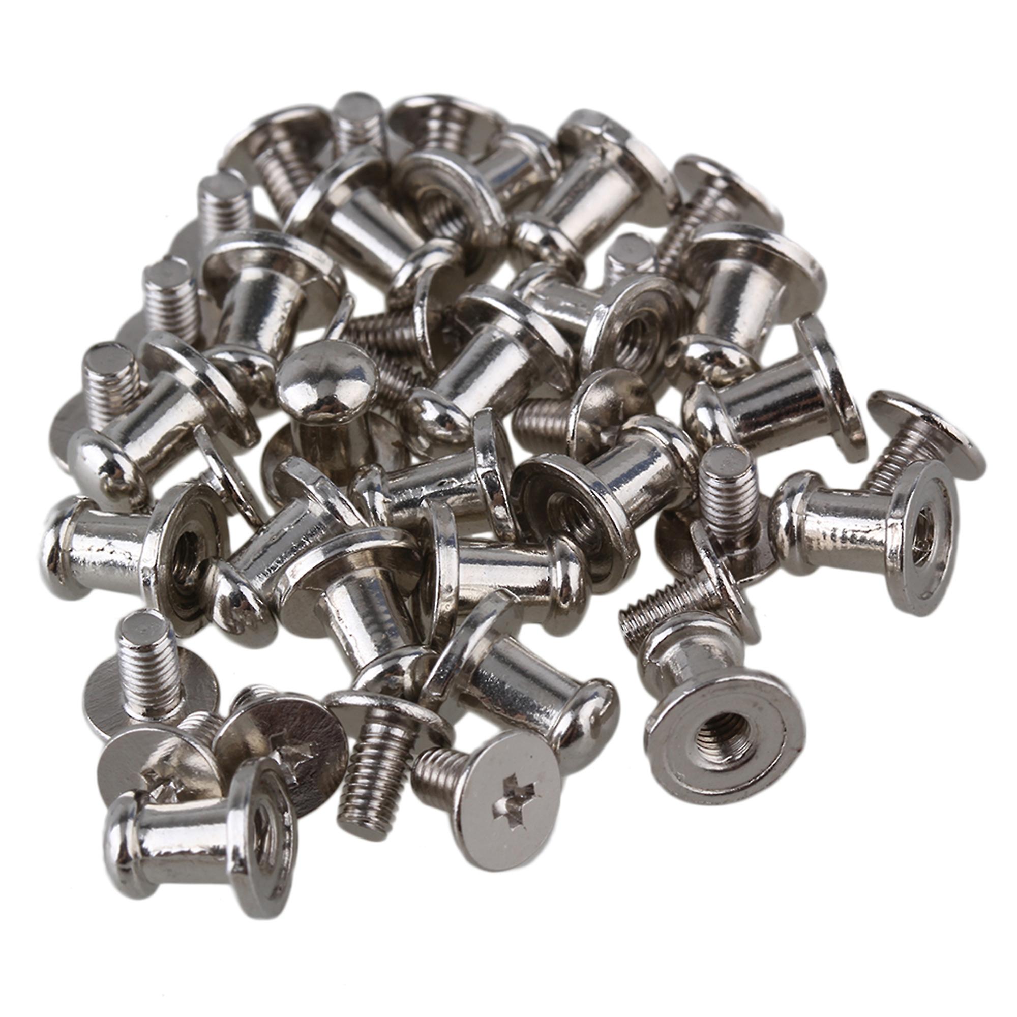 20pcs Silver Zinc Alloy Studs Screw Round Head Screws Button Rivets