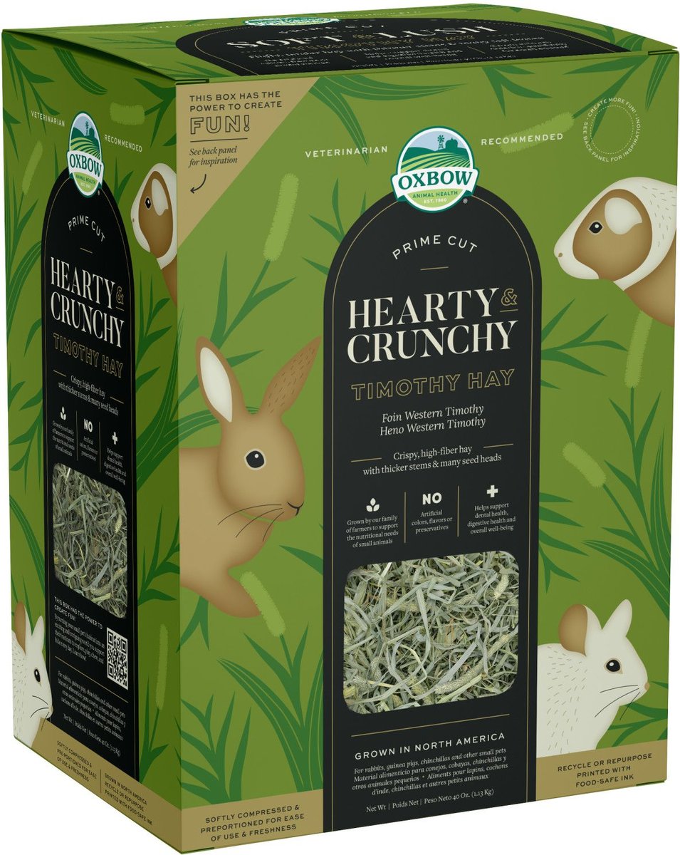 Oxbow Prime Cut Hearty and Crunchy Timothy Hay Small-Pet Food， 40-oz bag