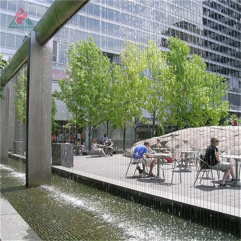 The garden is decorated with corten steel garden waterfalls of different shapes