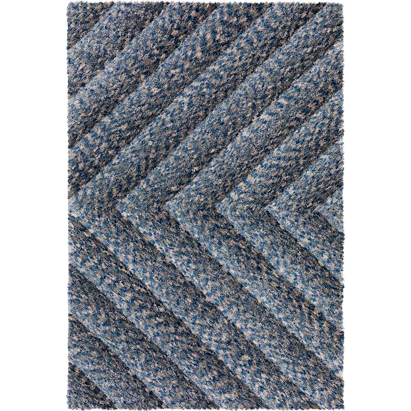 Addison Archer Table Tufted Pewter Chevron Microfiber Shag Area Rug